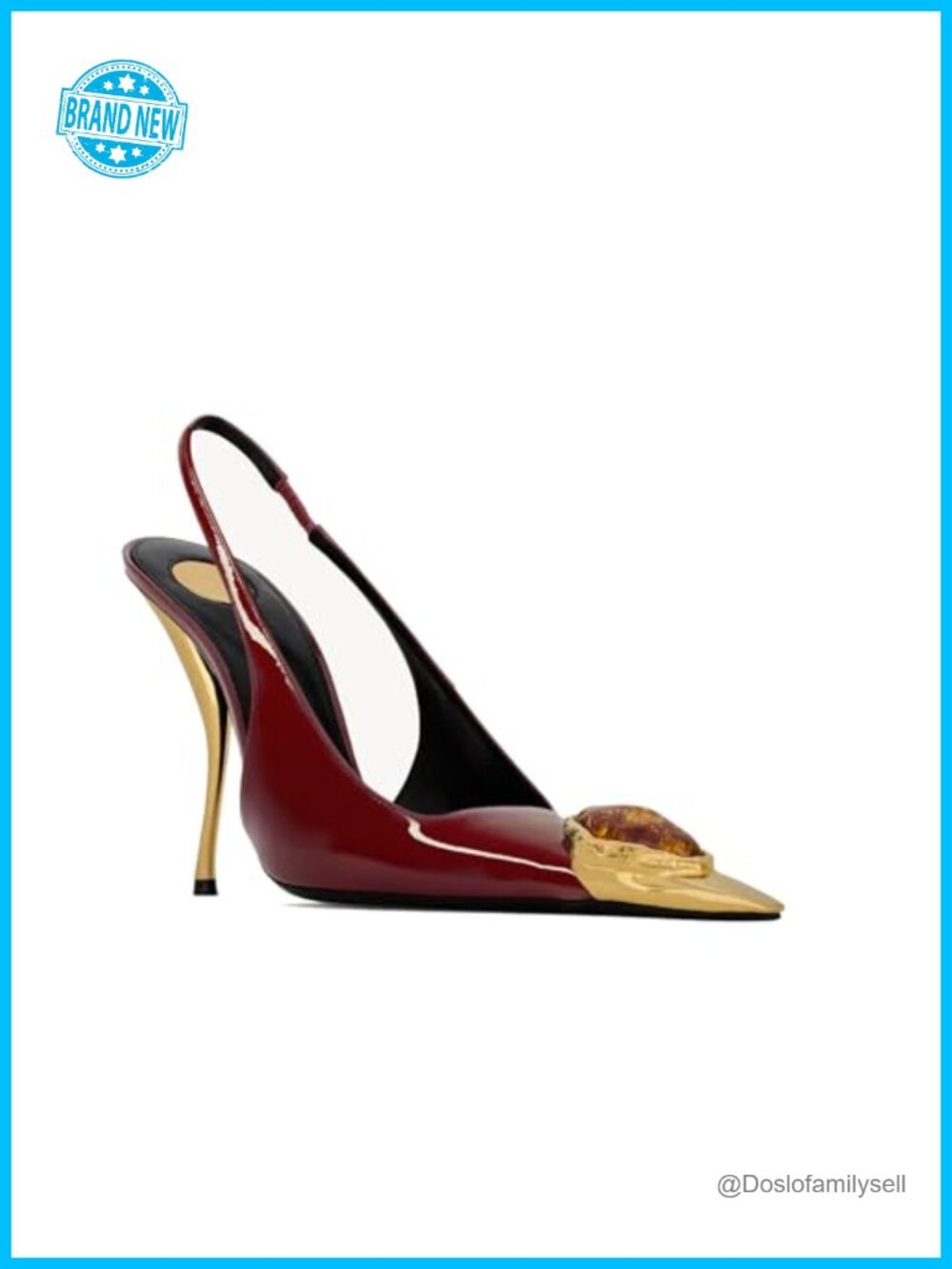 THESHY Slingback Stiletto Heels Faux Leather Pointed Toe Pumps